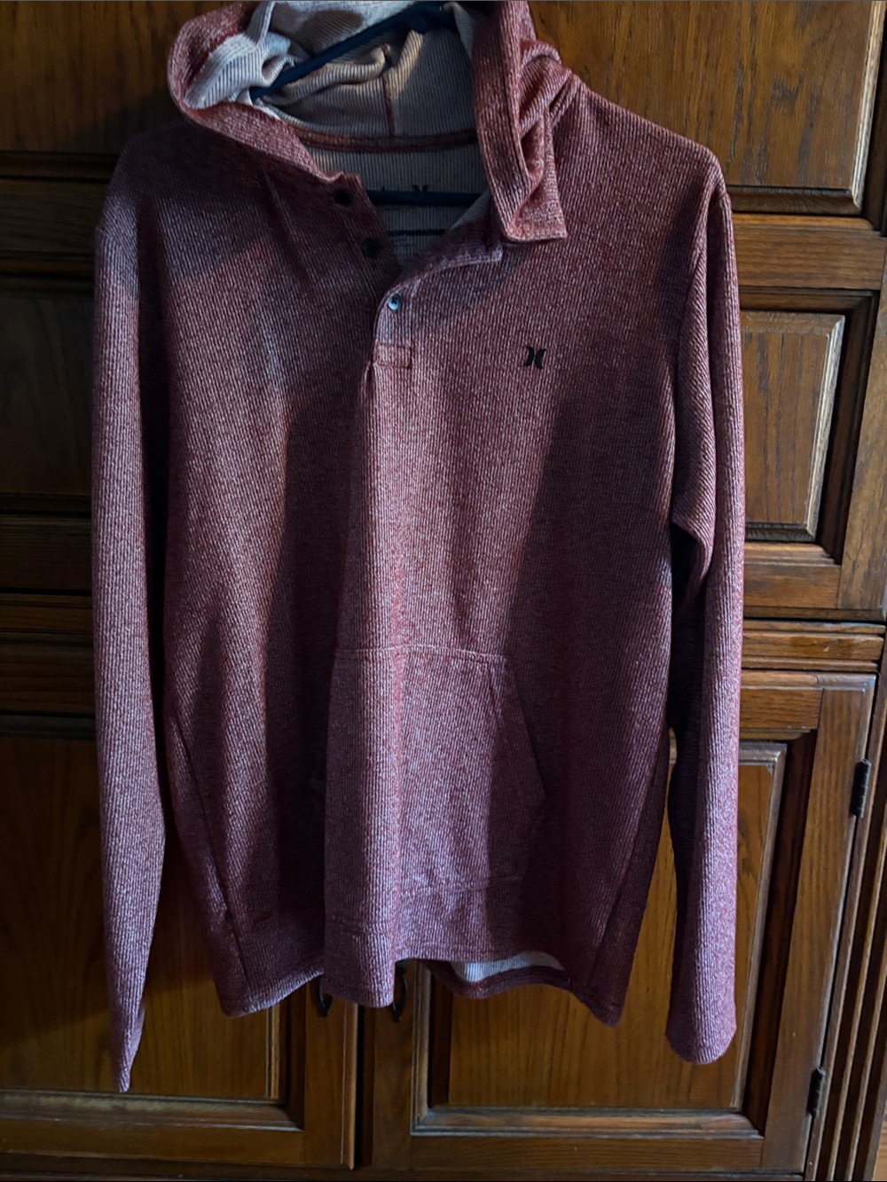 Hurley Maroon Henley Hooded Pullover